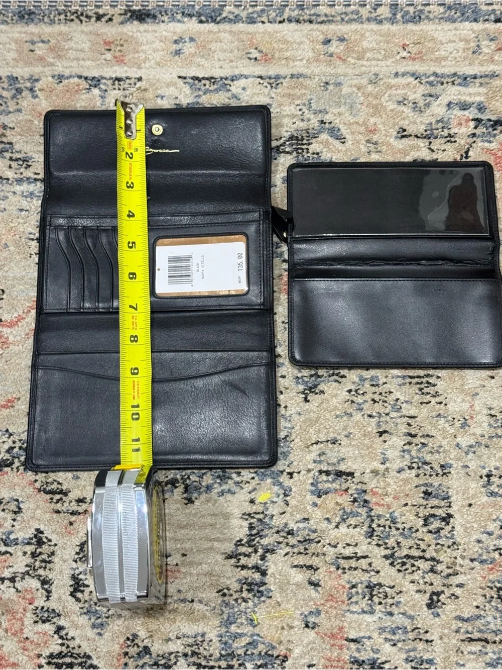 BOSCA Black Leather Italian wallet with Gold Tone Logo